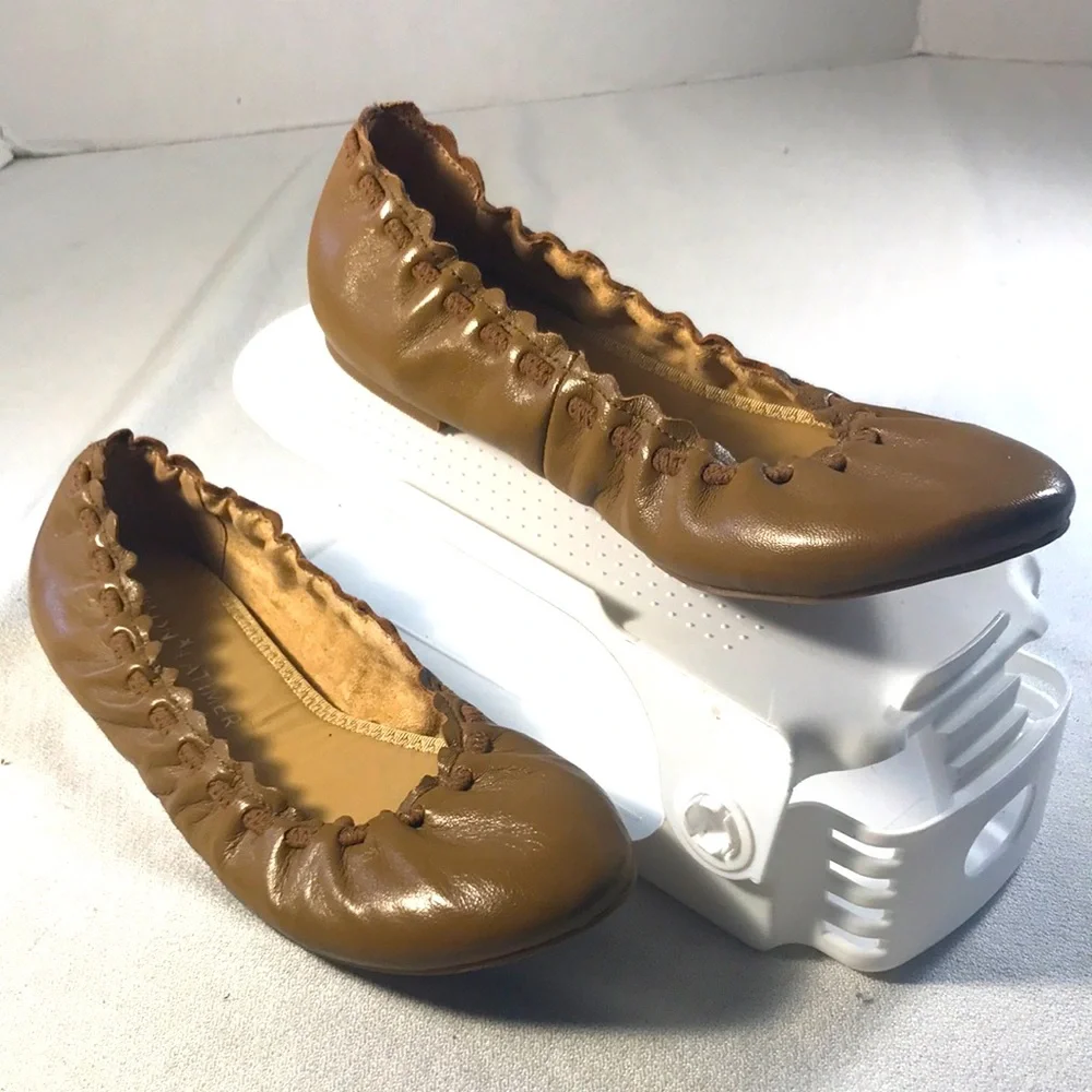 Gibson Latimer Women’sTan Scalloped Leather Slip On Ballet Flats Size 6